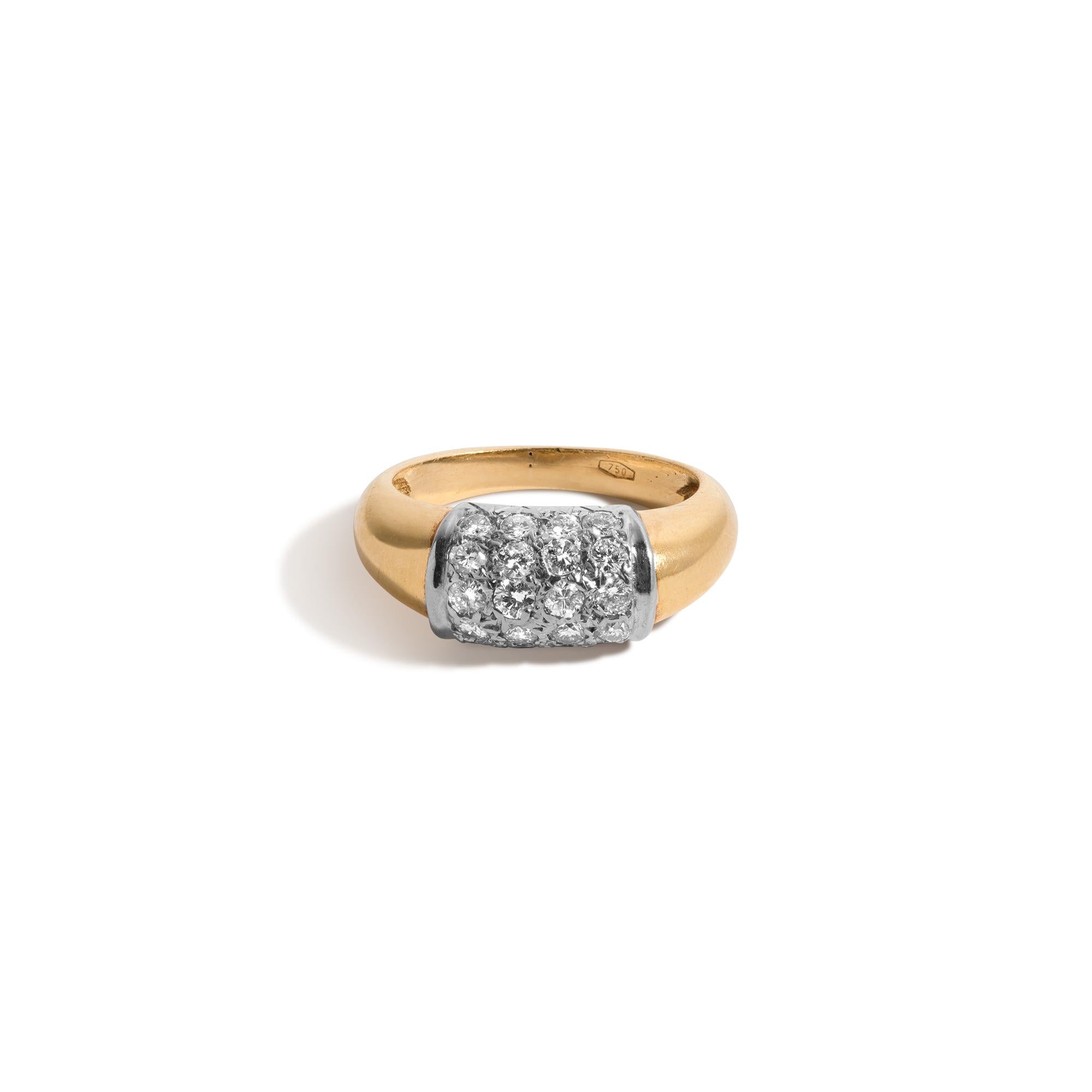 Vintage Circa 1970s 18KT Yellow Gold Diamond Bar Ring
