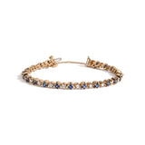 Vintage 1970's 14KT Yellow Gold Sapphire and Diamond Tennis Bracelet