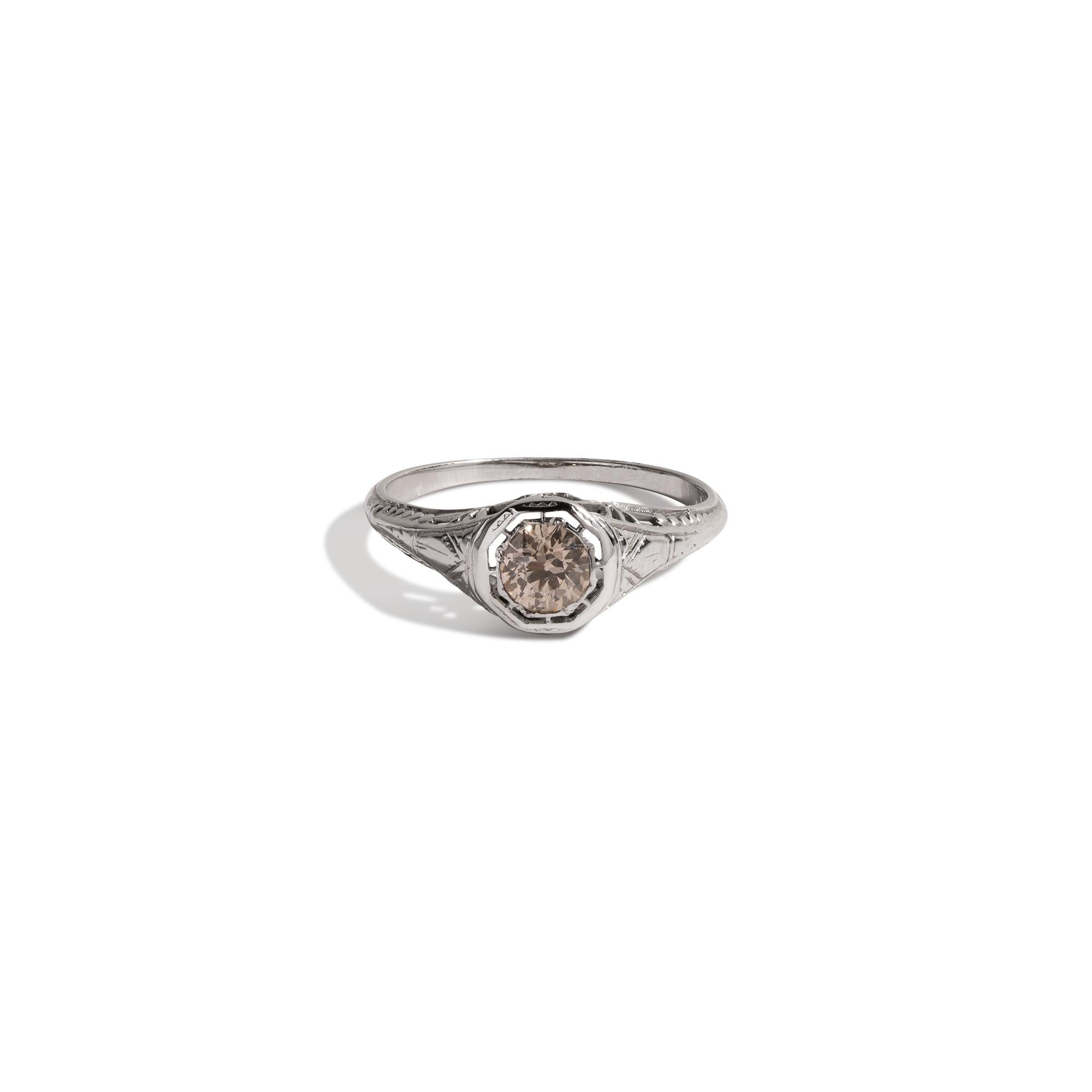 Art Deco Old European Cut Diamond Filigree Ring