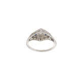 Edwardian 18KT & Platinum Top Filigree Diamond and Sapphire Ring