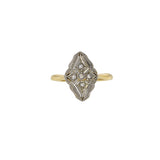 Victorian Era 18KT Two-Tone Gold Marquise Diamond Filigree Ring