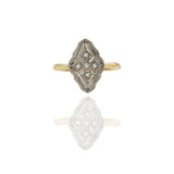 Victorian Era 18KT Two-Tone Gold Marquise Diamond Filigree Ring