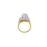 Vintage 14KT Yellow Gold Lavender Jade and Diamond Cocktail Ring