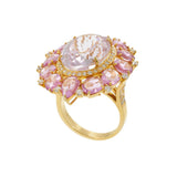 18KT Yellow Gold Kunzite, Pink Sapphire, and Diamond Cocktail Ring