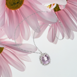 Estate Retro 14KT White Gold Kunzite and Diamond Pin/Pendant