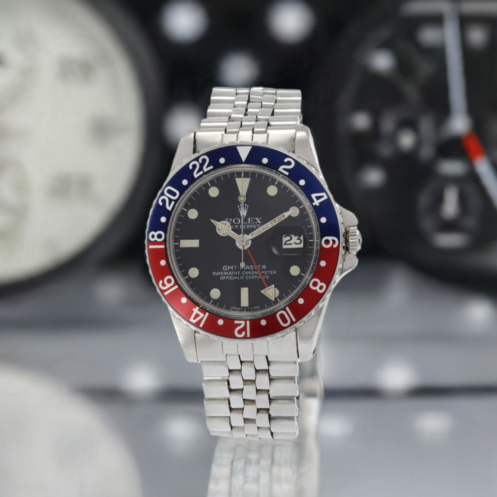 Vintage 1971 Rolex GMT Master Ref 1675 Pepsi Louis Martin Jewelers Rockefeller Center NYC