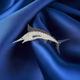 Vintage Retro Era Enamel and Diamond Sailfish Pin