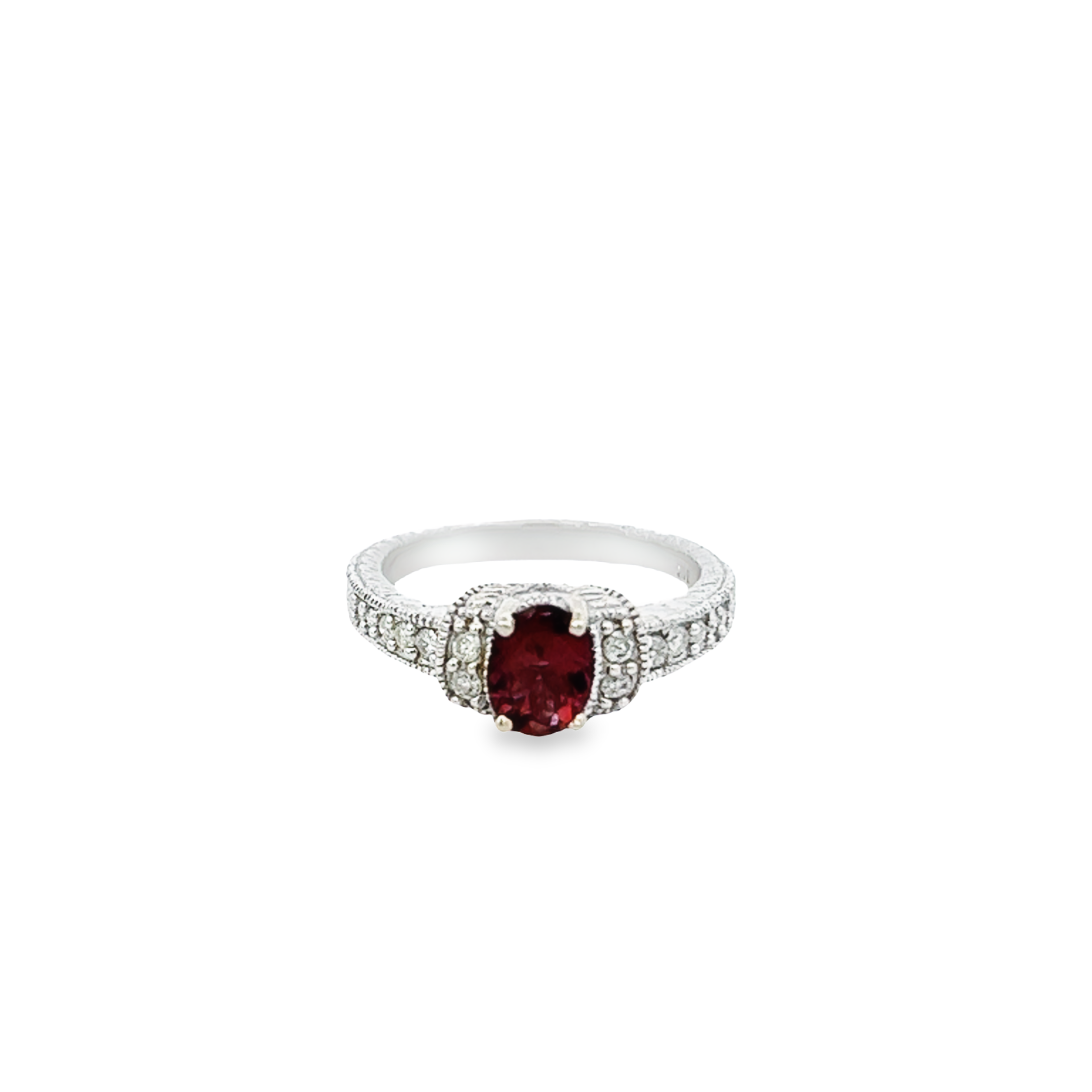 14KT White Gold Pink Tourmaline And Diamond Ring