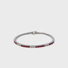 14KT White Gold Alternating Ruby And Diamond Straight Line Bracelet