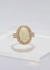 14KT Yellow Gold And Round Cut Diamond Opal Ring