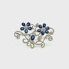 Estate 18KT White Gold Sapphire Floral Pin