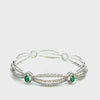 14KT White Gold Diamond And Emerald Scalloped Bangle