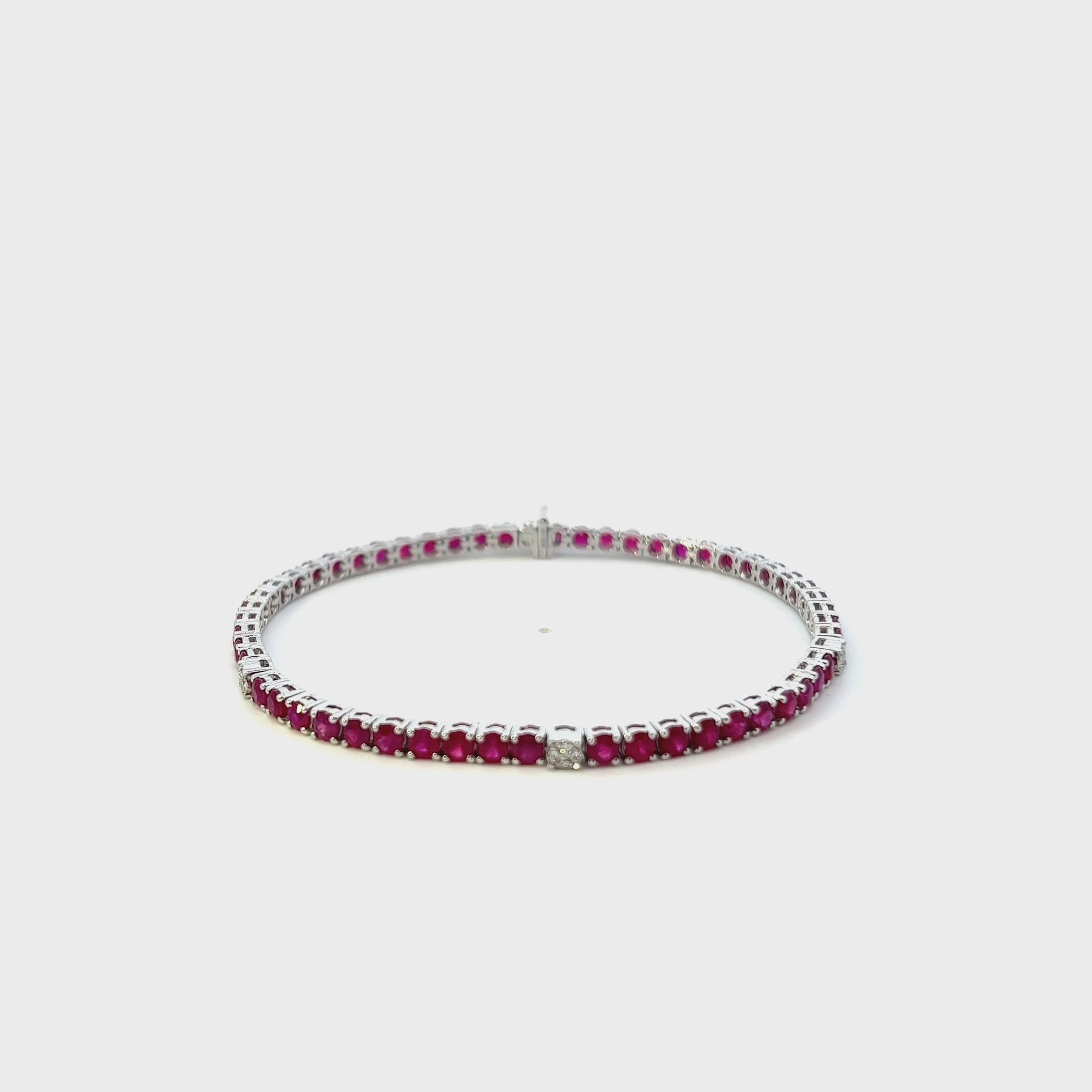 18KT White Gold Diamond And Ruby Bracelet