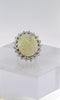 14KT White Gold And Round Cut Diamond Opal Ring