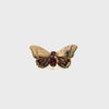 Estate Retro Period 14KT Yellow Gold Garnet Butterfly Brooch