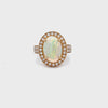 14KT Yellow Gold And Round Cut Diamond Opal Ring