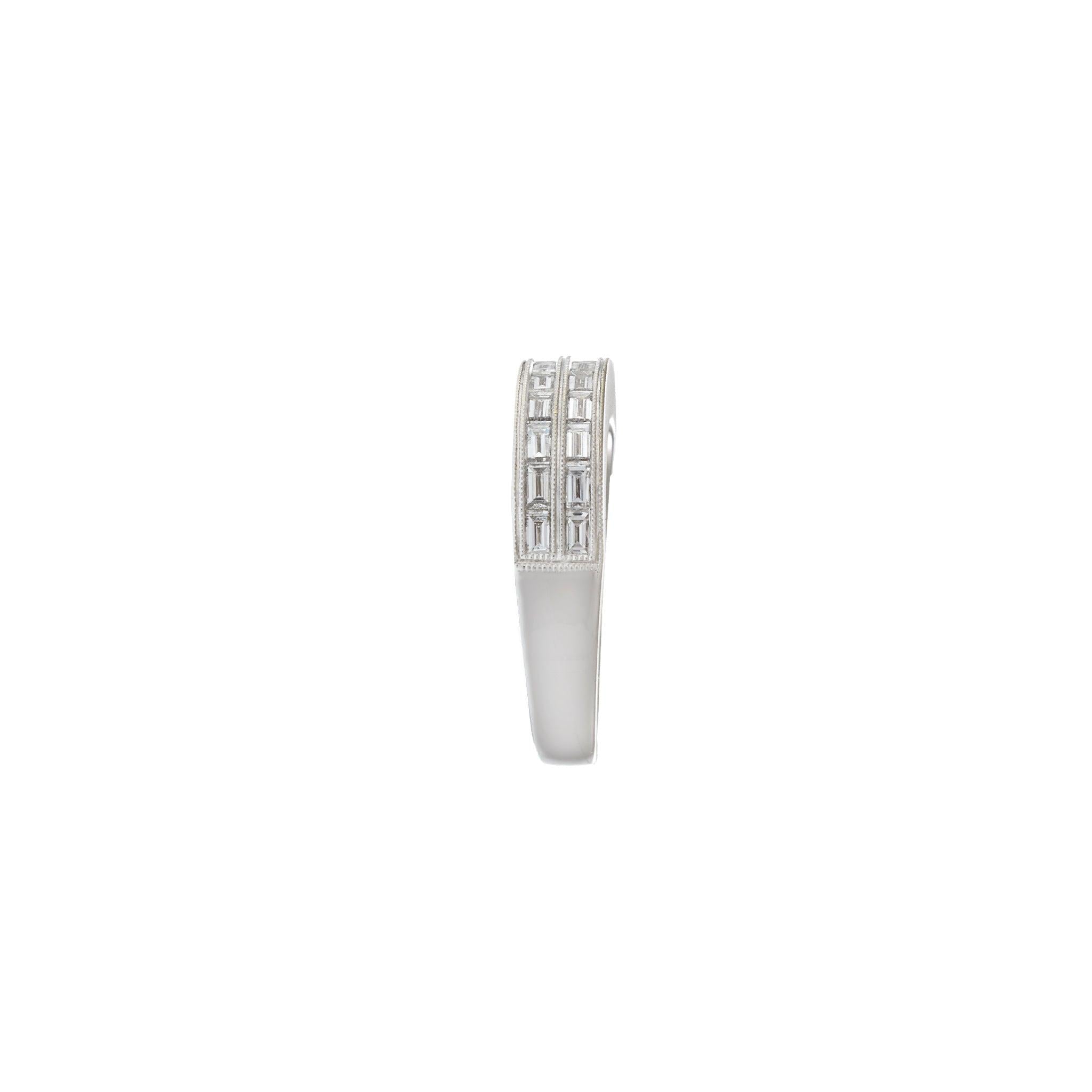 18KT White Gold Two-Row Baguette Diamond Band