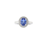 14KT White Gold Tanzanite and Diamond Halo Ring