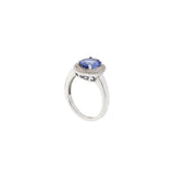 14KT White Gold Tanzanite and Diamond Halo Ring