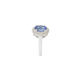14KT White Gold Tanzanite and Diamond Halo Ring