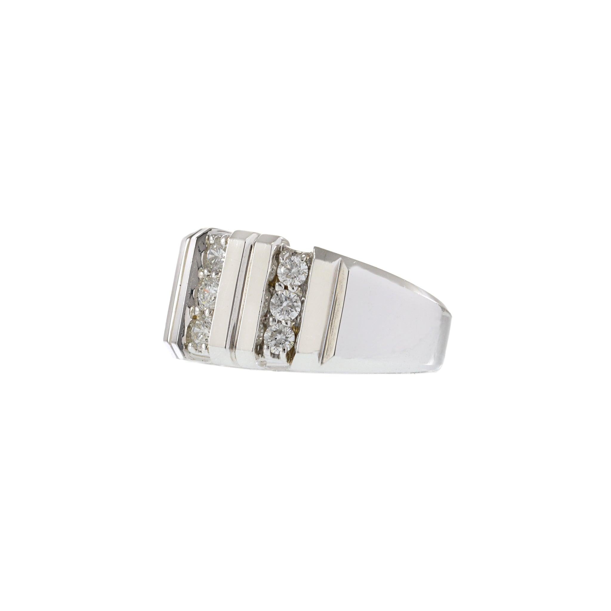 14KT White Gold Wide Diamond Band Ring