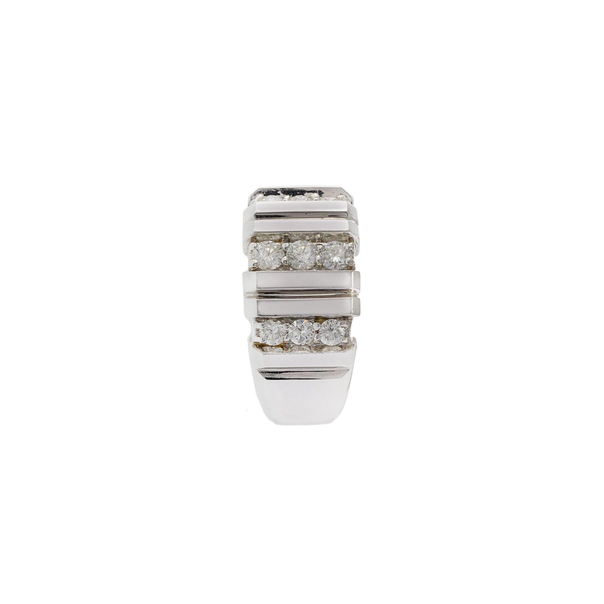 14KT White Gold Wide Diamond Band Ring