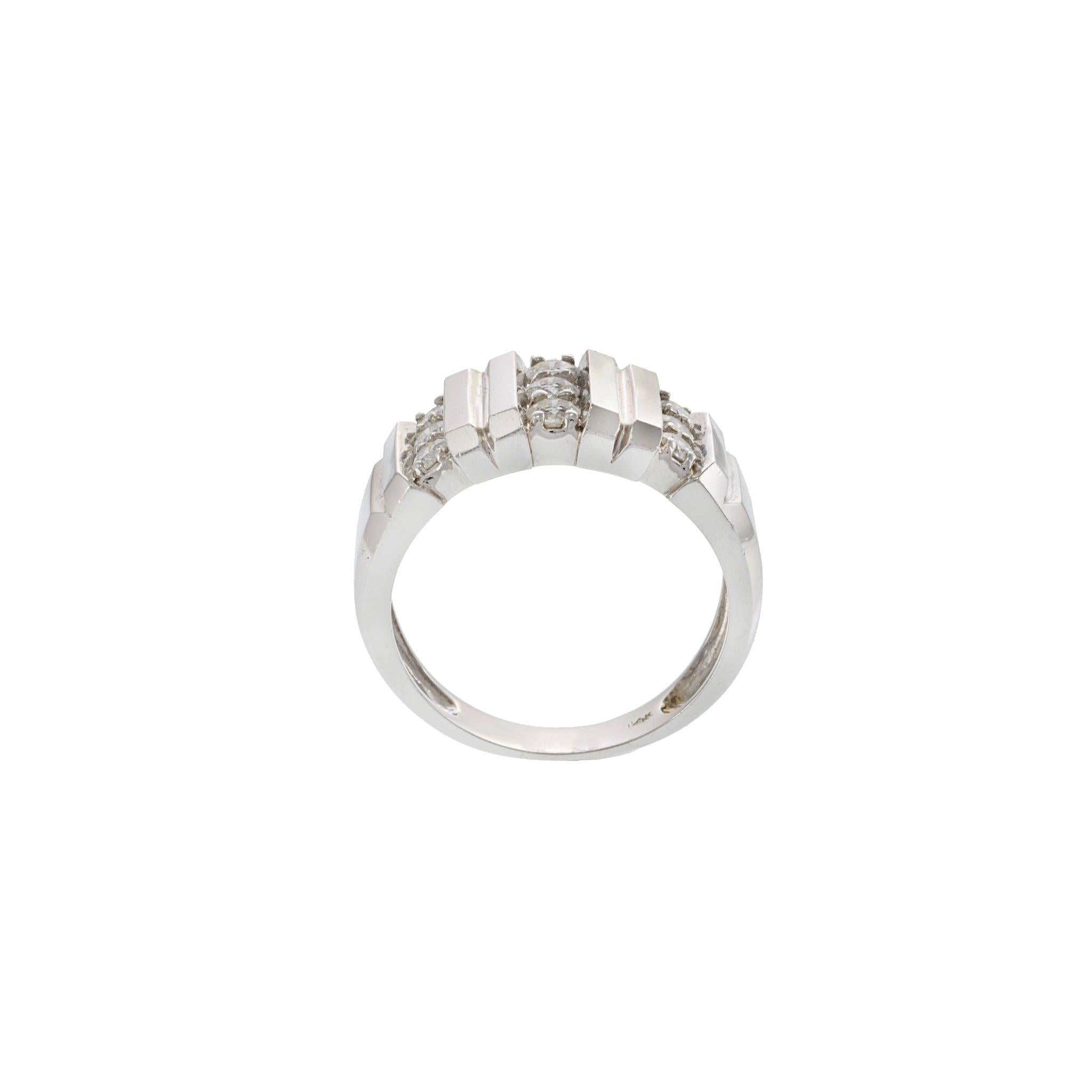 14KT White Gold Wide Diamond Band Ring
