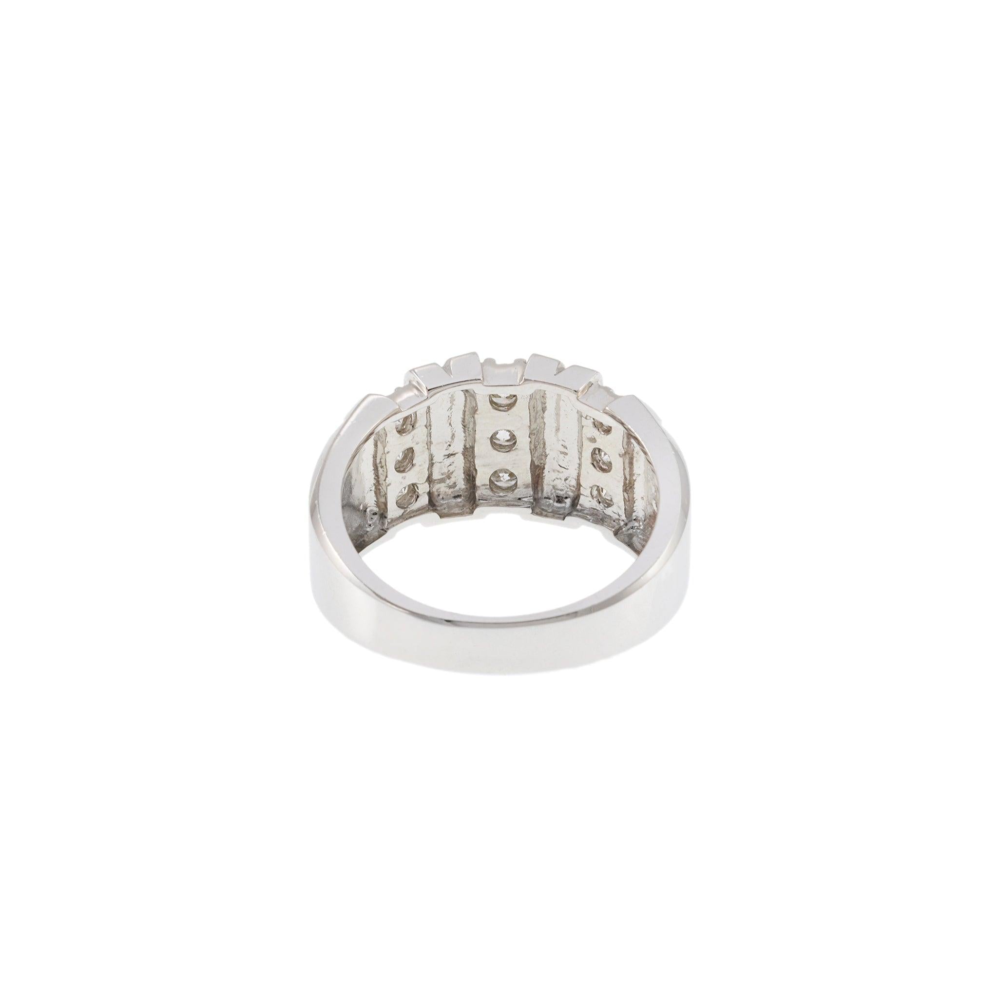 14KT White Gold Wide Diamond Band Ring