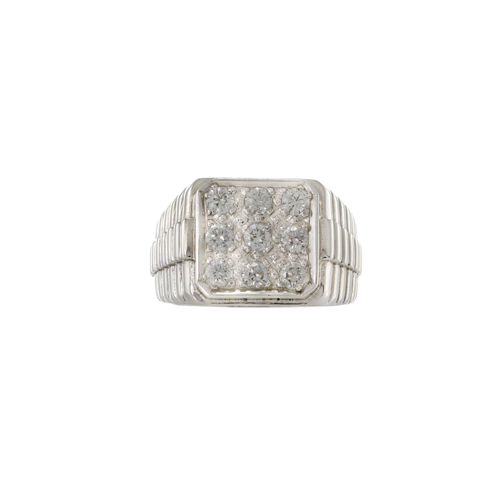 18KT White Gold Men’s Diamond Square Ring