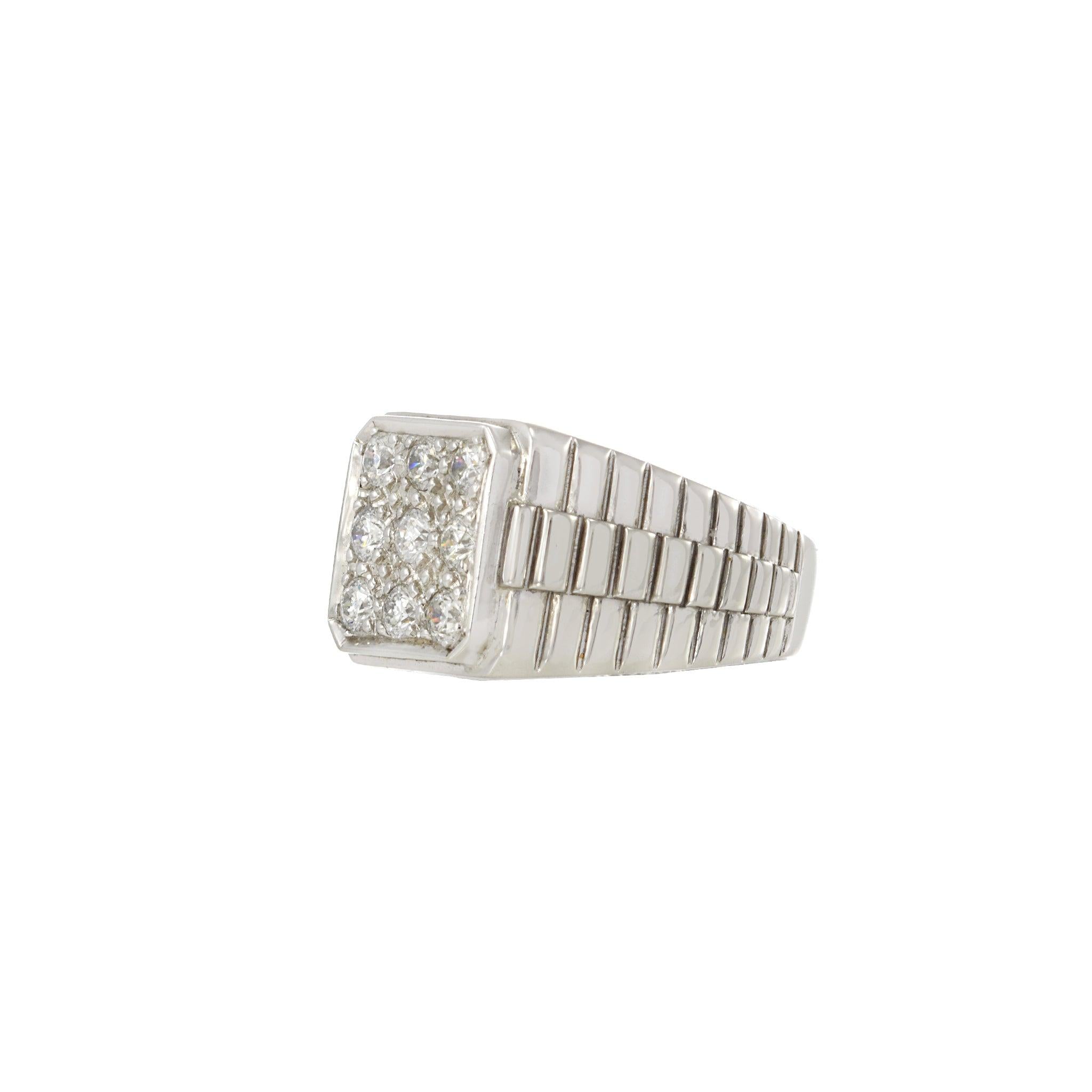 18KT White Gold Men’s Diamond Square Ring