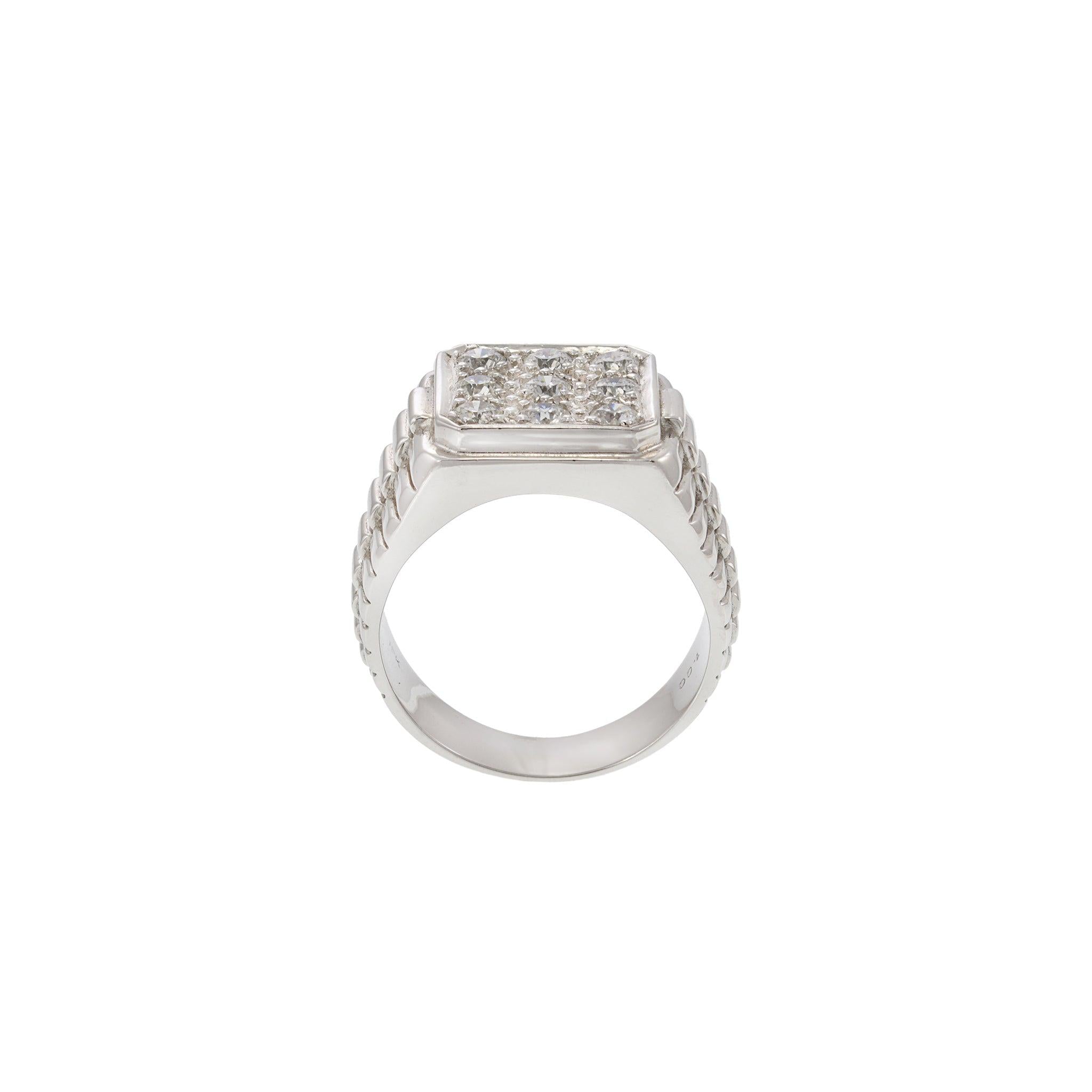 18KT White Gold Men’s Diamond Square Ring