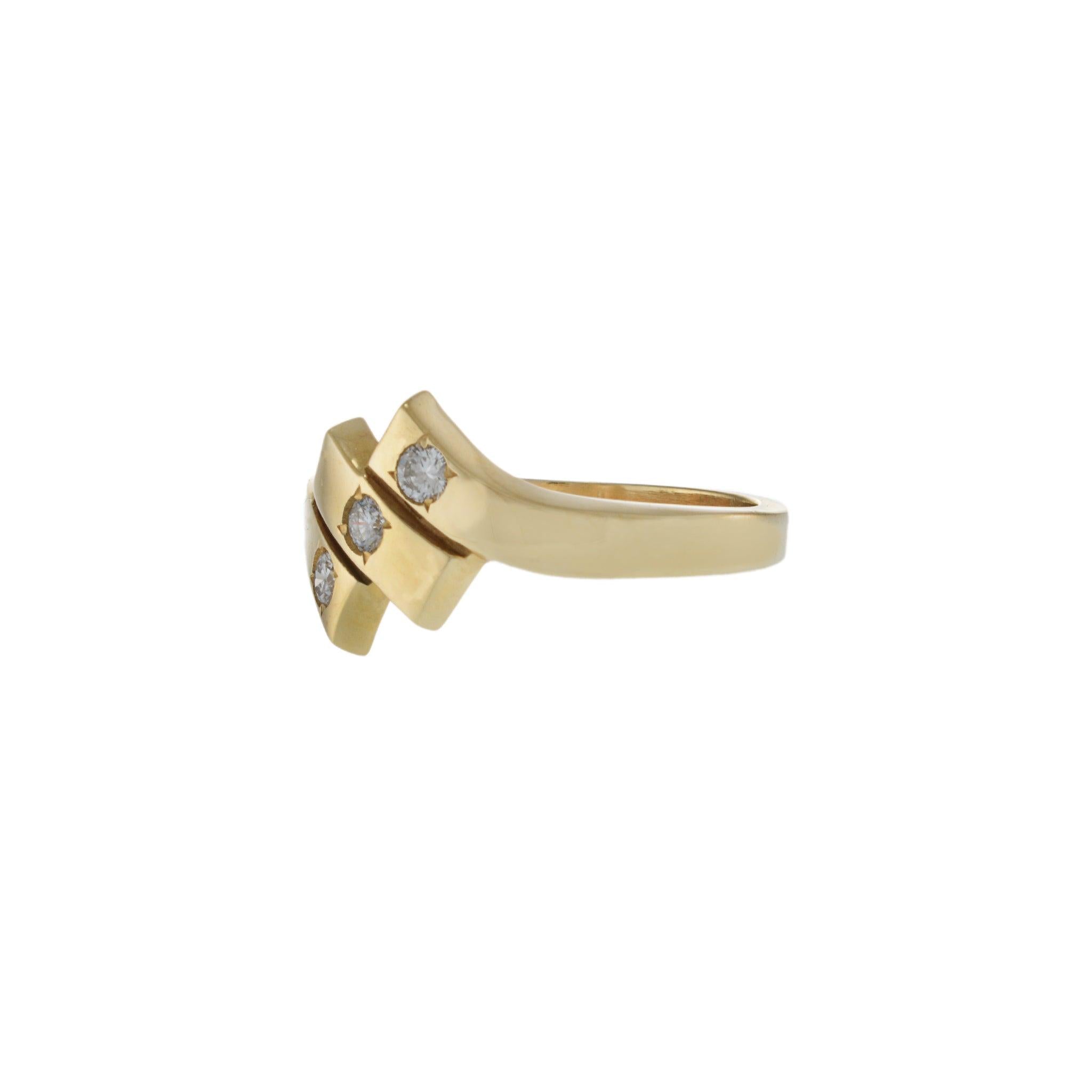Vintage 14KT Yellow Gold Three-Section Diamond Ring