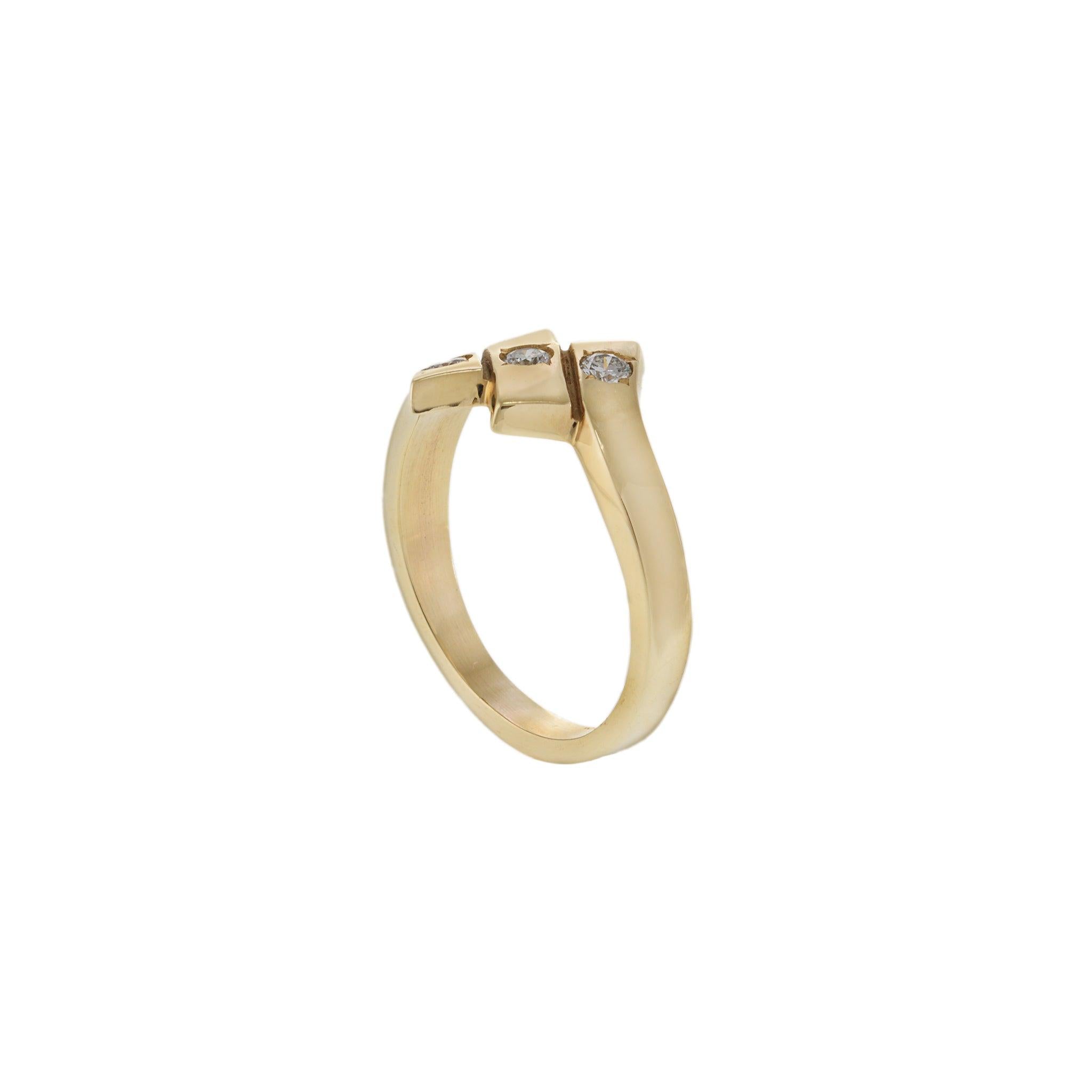 Vintage 14KT Yellow Gold Three-Section Diamond Ring