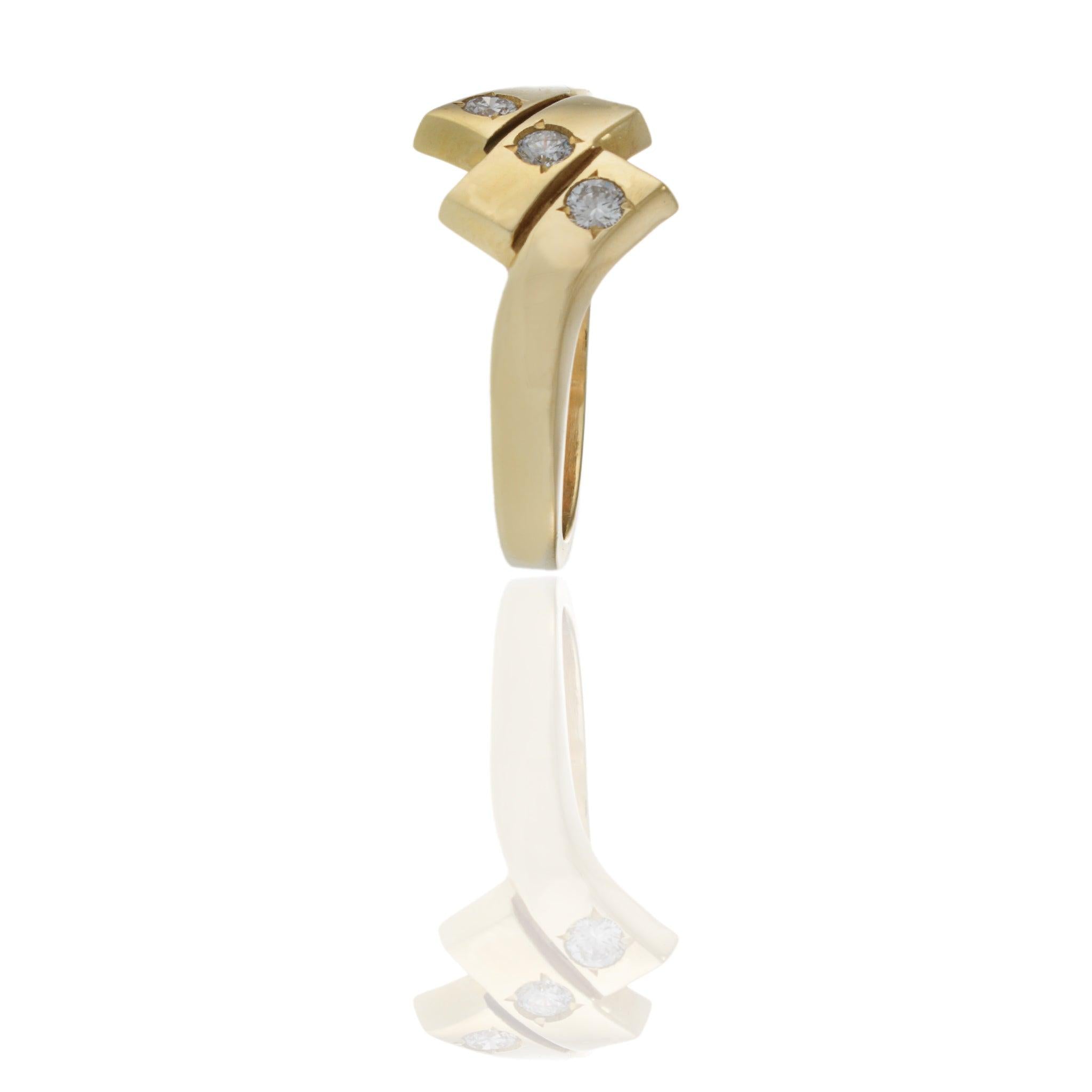 Vintage 14KT Yellow Gold Three-Section Diamond Ring