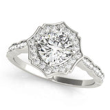 18K White Gold Halo Cushion Shape Diamond Engagement Ring