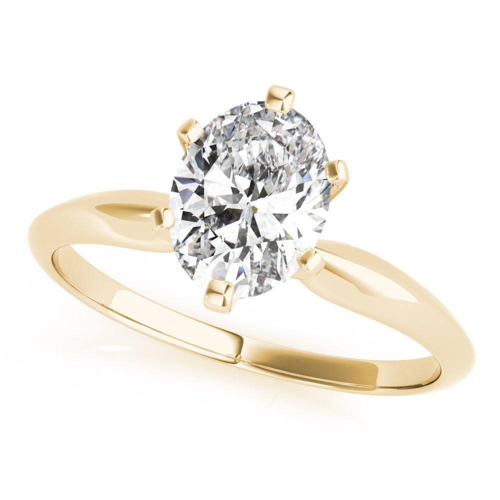 14K Yellow Gold Solitaire Oval Shape Diamond Engagement Ring