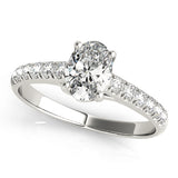 14K White Gold Trellis Oval Shape Diamond Engagement Ring