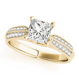 14K Yellow Gold Trellis Princess Shape Diamond Engagement Ring