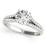 14K White Gold Multirow Round Shape Diamond Engagement Ring
