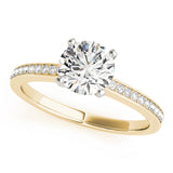 18K Yellow Gold Single Row Round Shape Diamond Engagement Ring