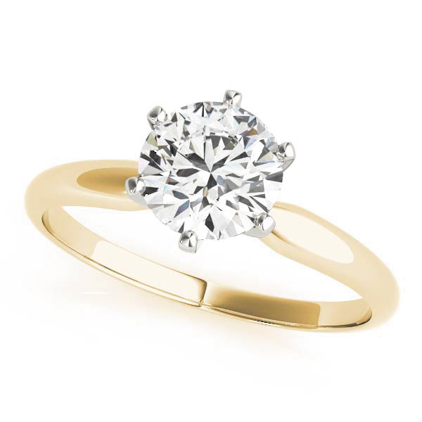 14K Yellow Gold Solitaire Round Shape Diamond Engagement Ring