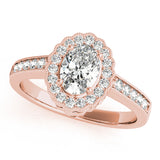 14K Rose Gold Vintage Oval Shape Diamond Engagement Ring