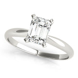 18K White Gold Solitaire Emerald Shape Diamond Engagement Ring