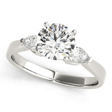 18K White Gold Three Stone Round Shape Diamond Engagement Ring