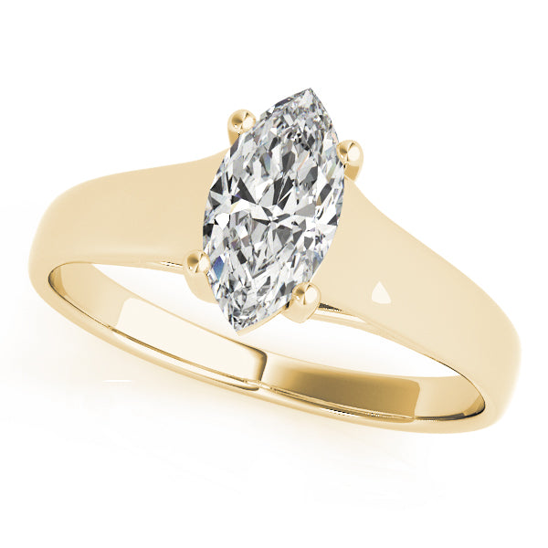 14K Yellow Gold Solitaire Marquise Shape Diamond Engagement Ring