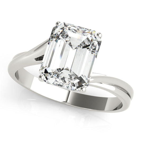 Platinum Bypass Emerald Shape Diamond Engagement Ring