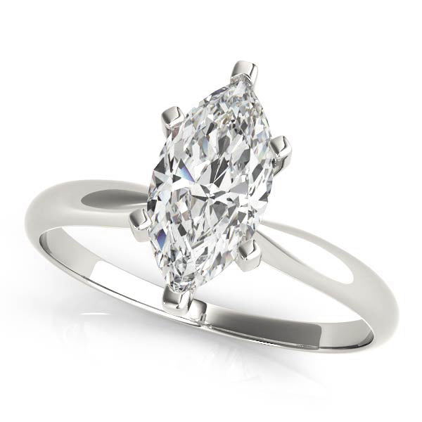 18K White Gold Solitaire Marquise Shape Diamond Engagement Ring