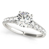 14K White Gold Single Row Round Shape Diamond Engagement Ring