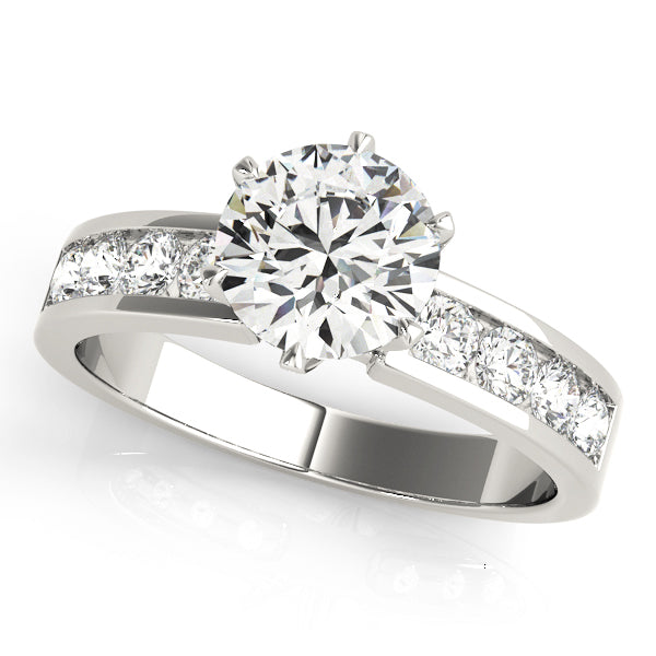 Platinum Single Row Round Shape Diamond Engagement Ring