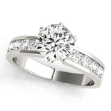 Platinum Single Row Round Shape Diamond Engagement Ring